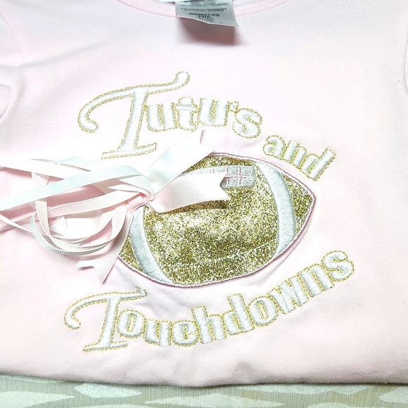 Bonnie Jean, Football, Tutus and Touchdowns outfit, 4T, Pink, Gold, Striped - Picture 10 of 12